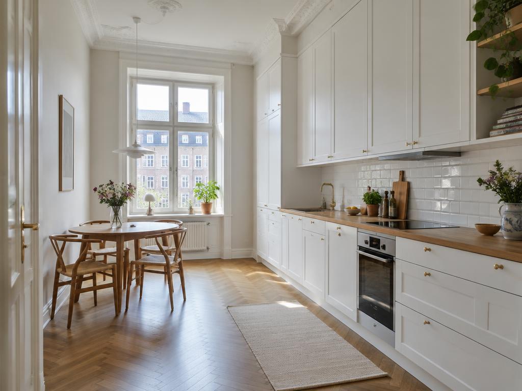 Kök och matplats inför en bostadsförsäljning